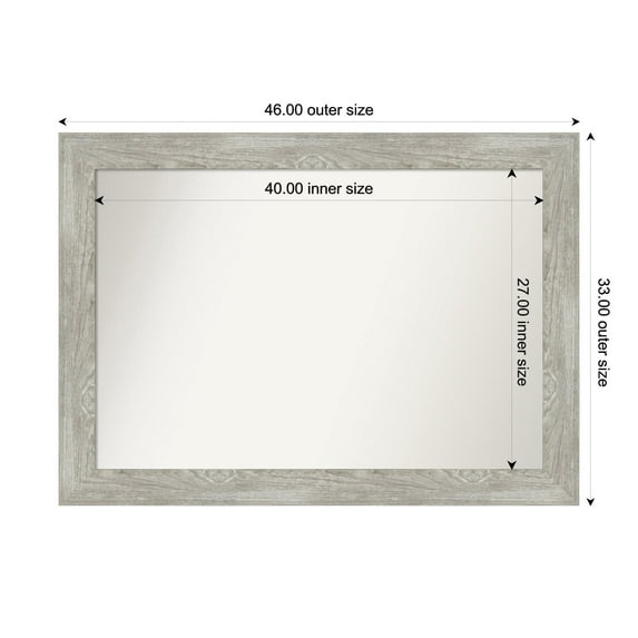 Amanti Art Custom Framed Wall and Bathroom Mirror (33 x 46 in.), Dove Greywash Frame
