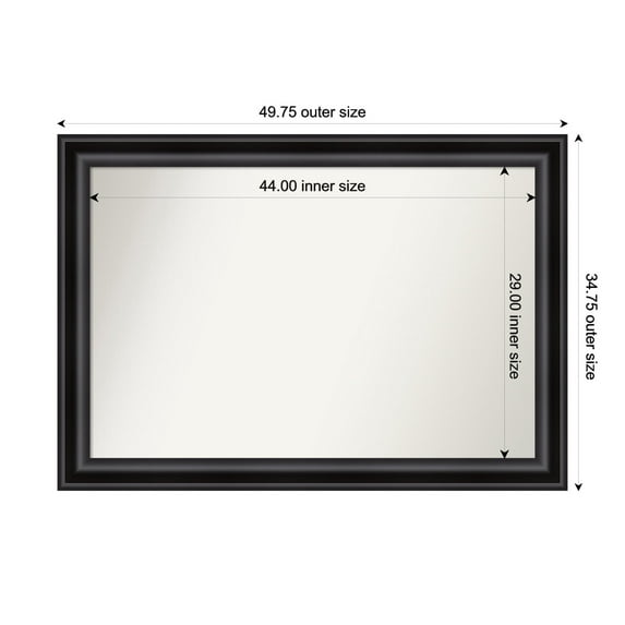 Amanti Art Custom Framed Wall and Bathroom Mirror (34.75 x 49.75 in.), Grand Black Frame
