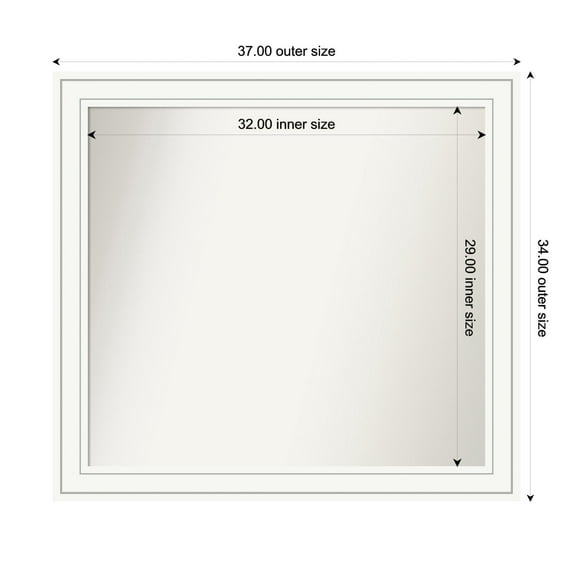 Amanti Art Custom Framed Wall and Bathroom Mirror (34 x 37 in.), Craftsman White Frame