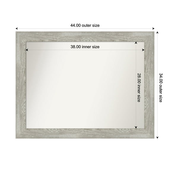 Amanti Art Custom Framed Wall and Bathroom Mirror (34 x 44 in.), Dove Greywash Frame