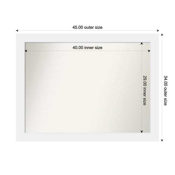 Amanti Art Custom Framed Wall and Bathroom Mirror (34 x 45 in.), Corvino White Frame