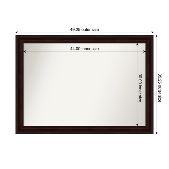 Amanti Art Custom Framed Wall and Bathroom Mirror (35.25 x 49.25 in.), Coffee Bean Brown Frame