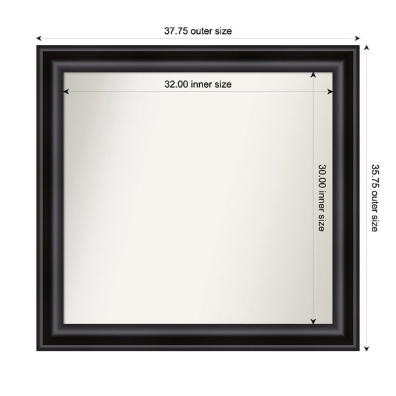 Amanti Art Custom Framed Wall and Bathroom Mirror (35.75 x 37.75 in.), Grand Black Frame