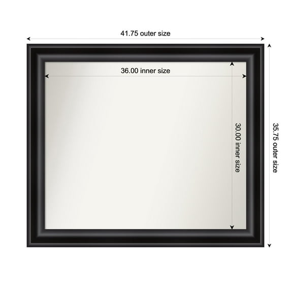 Amanti Art Custom Framed Wall and Bathroom Mirror (35.75 x 41.75 in.), Grand Black Frame