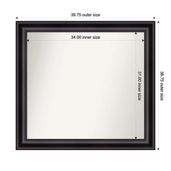 Amanti Art Custom Framed Wall and Bathroom Mirror (36.75 x 39.75 in.), Grand Black Frame