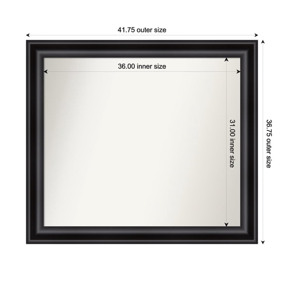 Amanti Art Custom Framed Wall and Bathroom Mirror (36.75 x 41.75 in.), Grand Black Frame