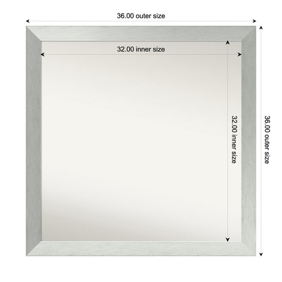 Amanti Art Custom Framed Wall and Bathroom Mirror (36 x 36 in.), Brushed Sterling Silver Frame