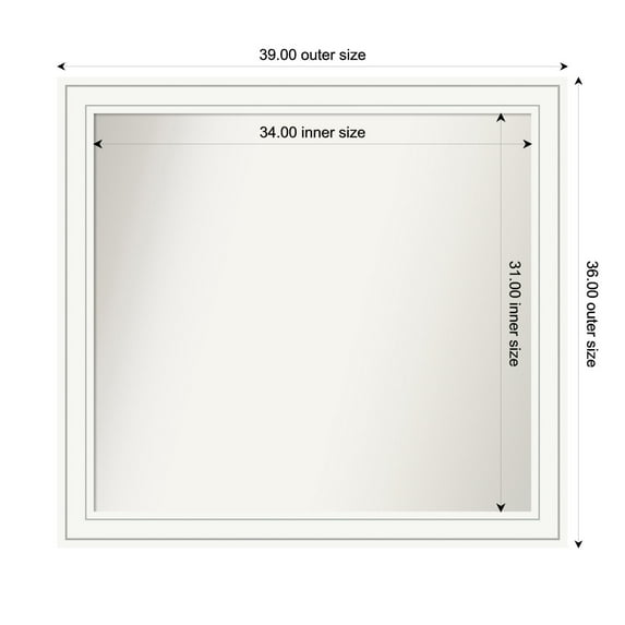 Amanti Art Custom Framed Wall and Bathroom Mirror (36 x 39 in.), Craftsman White Frame