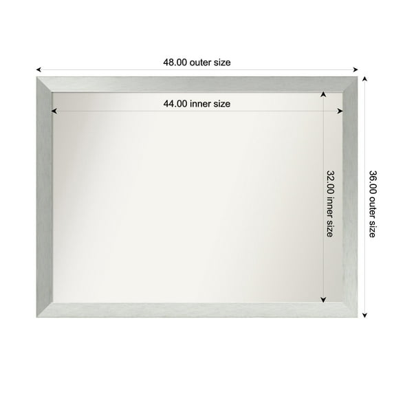 Amanti Art Custom Framed Wall and Bathroom Mirror (36 x 48 in.), Brushed Sterling Silver Frame
