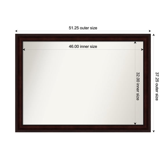 Amanti Art Custom Framed Wall and Bathroom Mirror (37.25 x 51.25 in.), Coffee Bean Brown Frame
