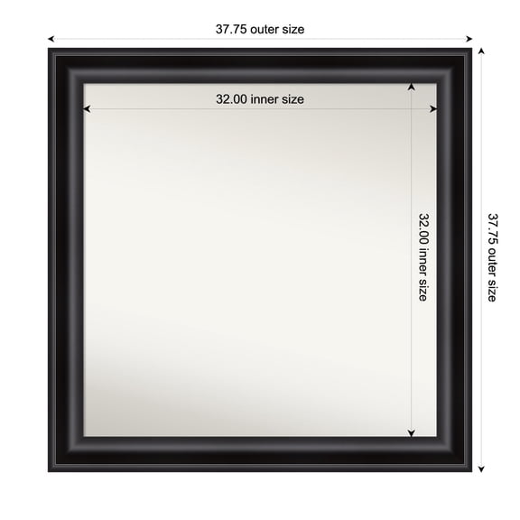 Amanti Art Custom Framed Wall and Bathroom Mirror (37.75 x 37.75 in.), Grand Black Frame