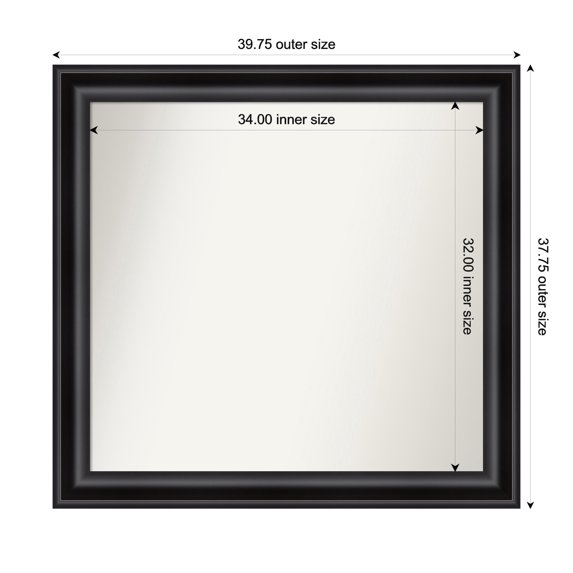 Amanti Art Custom Framed Wall and Bathroom Mirror (37.75 x 39.75 in.), Grand Black Frame
