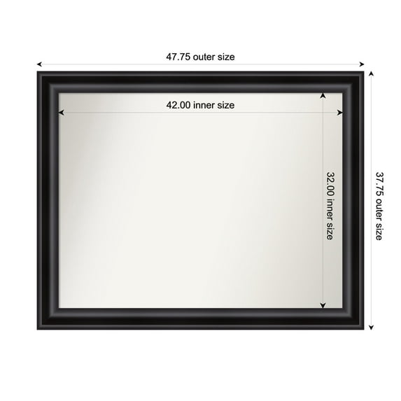 Amanti Art Custom Framed Wall and Bathroom Mirror (37.75 x 47.75 in.), Grand Black Frame