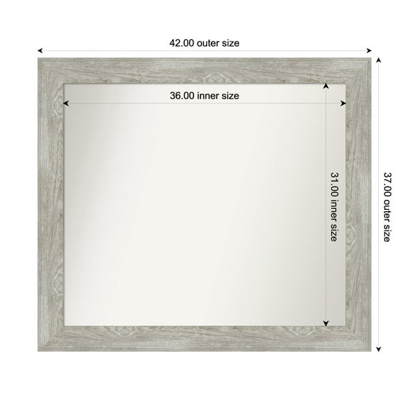 Amanti Art Custom Framed Wall and Bathroom Mirror (37 x 42 in.), Dove Greywash Frame