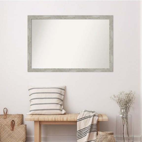 Amanti Art Custom Wall Mirror, 32-in side, Dove Greywash Narrow Framed Wall Mirror - Dove Greywash Narrow Outer Size: 48 x 32 in