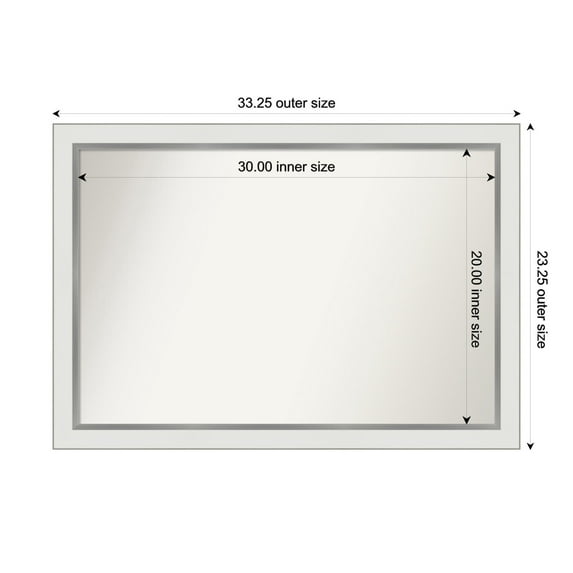 Amanti Art Custom Wall and Bathroom Mirror (23.25 x 33.25 in.), Eva White Silver Narrow Frame