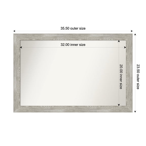 Amanti Art Custom Wall and Bathroom Mirror (23.5 x 35.5 in.), Dove Greywash Narrow Frame