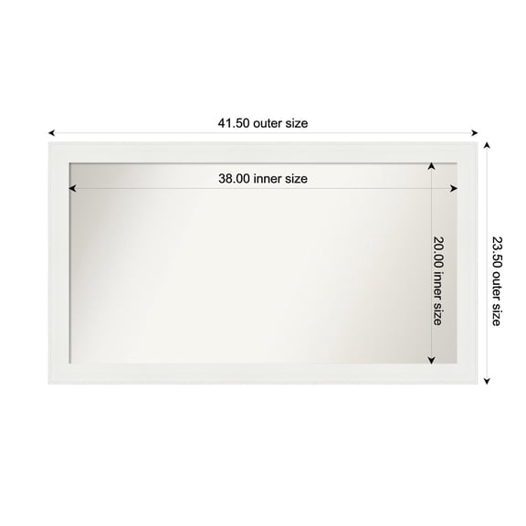 Amanti Art Custom Wall and Bathroom Mirror (23.5 x 41.5 in.), Vanity White Narrow Frame