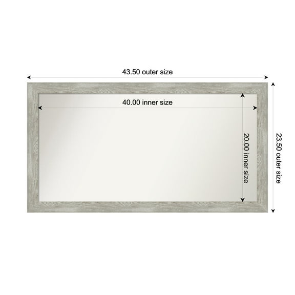 Amanti Art Custom Wall and Bathroom Mirror (23.5 x 43.5 in.), Dove Greywash Narrow Frame