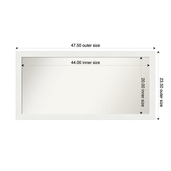 Amanti Art Custom Wall and Bathroom Mirror (23.5 x 47.5 in.), Vanity White Narrow Frame