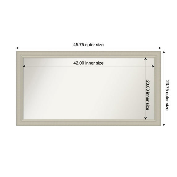 Amanti Art Custom Wall and Bathroom Mirror (23.75 x 45.75 in.), Romano Silver Narrow Frame