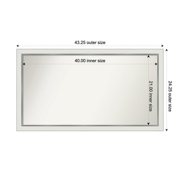Amanti Art Custom Wall and Bathroom Mirror (24.25 x 43.25 in.), Eva White Silver Narrow Frame