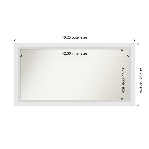 Amanti Art Custom Wall and Bathroom Mirror (24.25 x 46.25 in.), Blanco White Frame