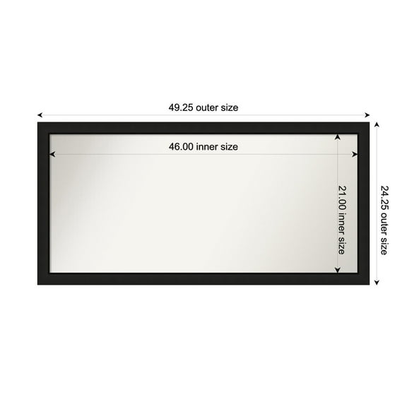 Amanti Art Custom Wall and Bathroom Mirror (24.25 x 49.25 in.), Midnight Black Narrow Frame