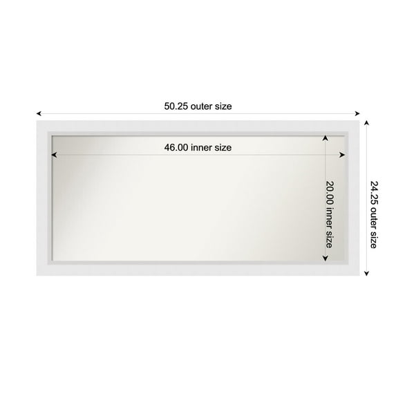 Amanti Art Custom Wall and Bathroom Mirror (24.25 x 50.25 in.), Blanco White Frame