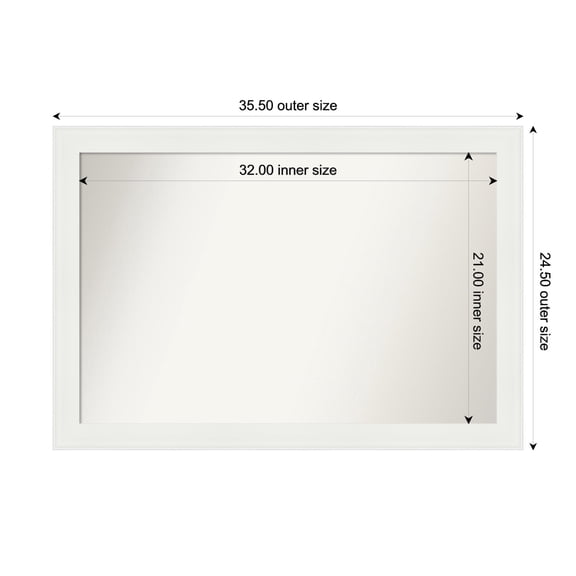 Amanti Art Custom Wall and Bathroom Mirror (24.5 x 35.5 in.), Vanity White Narrow Frame
