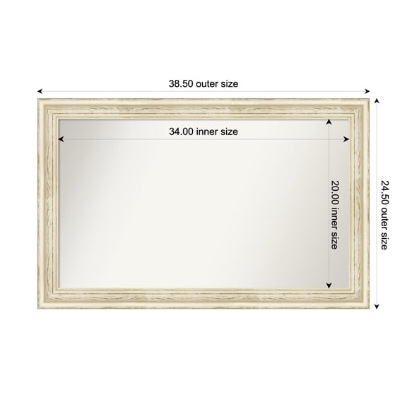 Amanti Art Custom Wall and Bathroom Mirror (24.5 x 38.5 in.), Country White Wash Frame