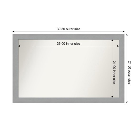 Amanti Art Custom Wall and Bathroom Mirror (24.5 x 39.5 in.), Brushed Nickel Frame