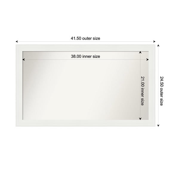 Amanti Art Custom Wall and Bathroom Mirror (24.5 x 41.5 in.), Vanity White Narrow Frame
