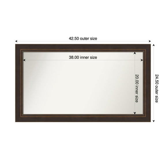 Amanti Art Custom Wall and Bathroom Mirror (24.5 x 42.5 in.), Lara Bronze Frame