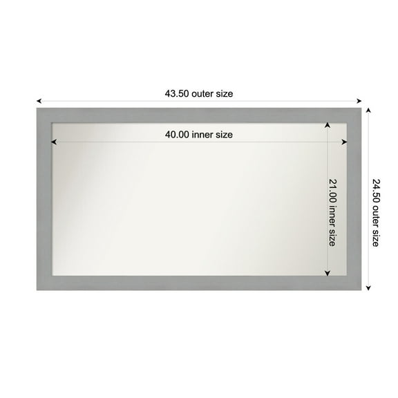 Amanti Art Custom Wall and Bathroom Mirror (24.5 x 43.5 in.), Brushed Nickel Frame