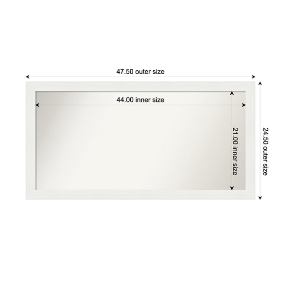 Amanti Art Custom Wall and Bathroom Mirror (24.5 x 47.5 in.), Vanity White Narrow Frame