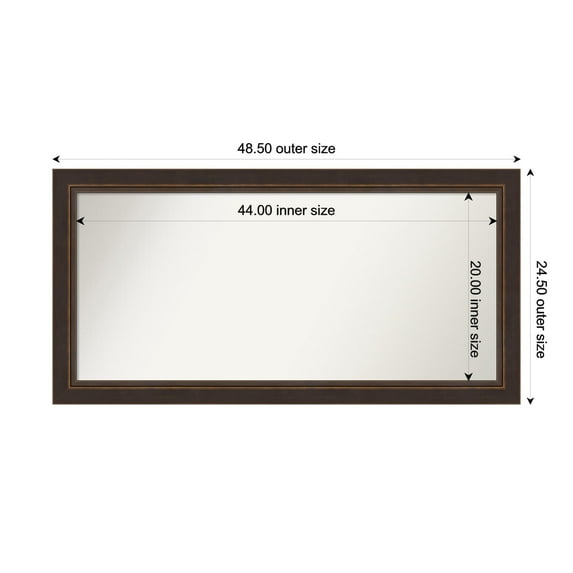 Amanti Art Custom Wall and Bathroom Mirror (24.5 x 48.5 in.), Lara Bronze Frame