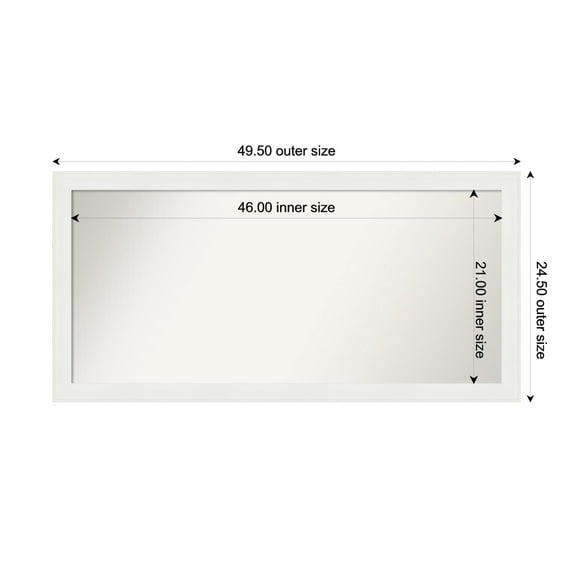 Amanti Art Custom Wall and Bathroom Mirror (24.5 x 49.5 in.), Vanity White Narrow Frame