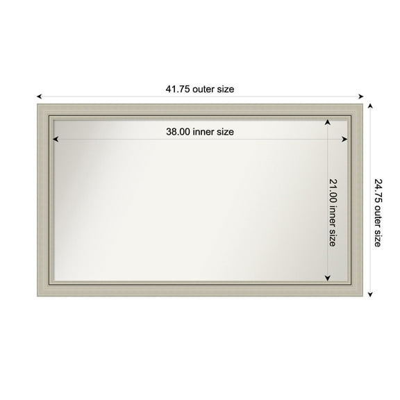 Amanti Art Custom Wall and Bathroom Mirror (24.75 x 41.75 in.), Romano Silver Narrow Frame