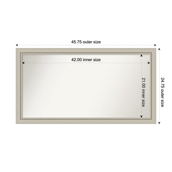 Amanti Art Custom Wall and Bathroom Mirror (24.75 x 45.75 in.), Romano Silver Narrow Frame