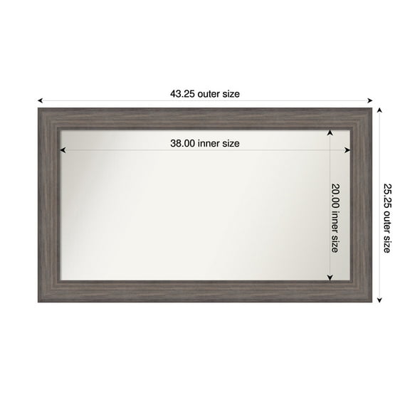 Amanti Art Custom Wall and Bathroom Mirror (25.25 x 43.25 in.), Country Barnwood Frame