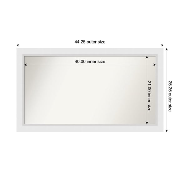 Amanti Art Custom Wall and Bathroom Mirror (25.25 x 44.25 in.), Blanco White Frame