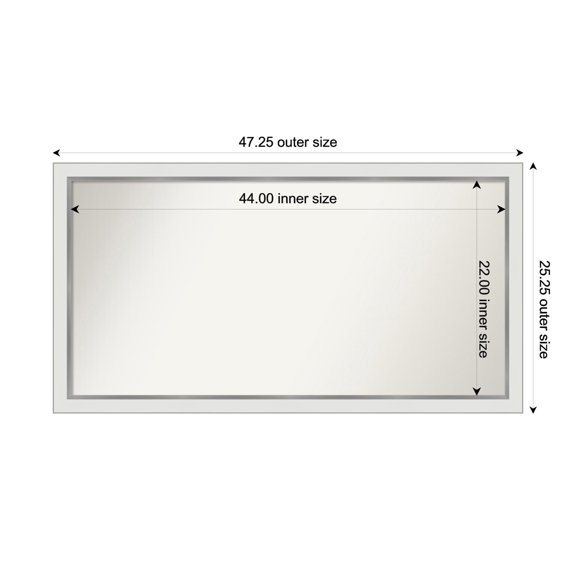Amanti Art Custom Wall and Bathroom Mirror (25.25 x 47.25 in.), Eva White Silver Narrow Frame