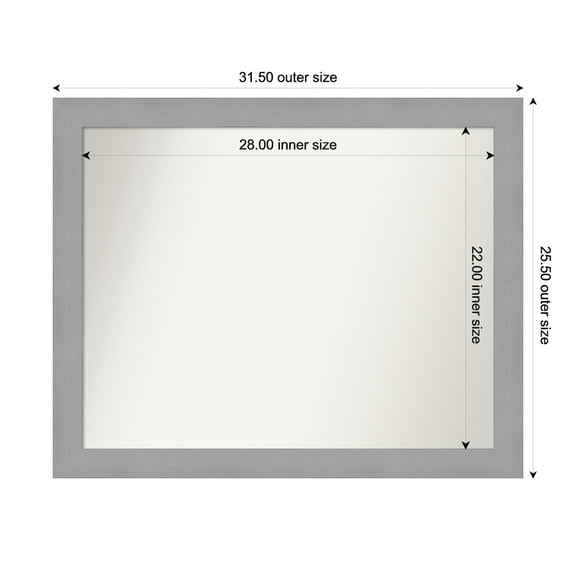 Amanti Art Custom Wall and Bathroom Mirror (25.5 x 31.5 in.), Brushed Nickel Frame