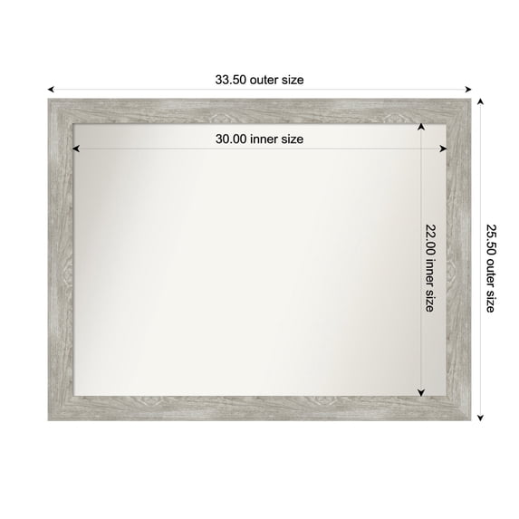 Amanti Art Custom Wall and Bathroom Mirror (25.5 x 33.5 in.), Dove Greywash Narrow Frame
