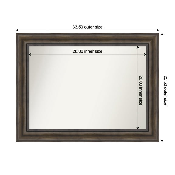 Amanti Art Custom Wall and Bathroom Mirror (25.5 x 33.5 in.), Rustic Pine Brown Frame