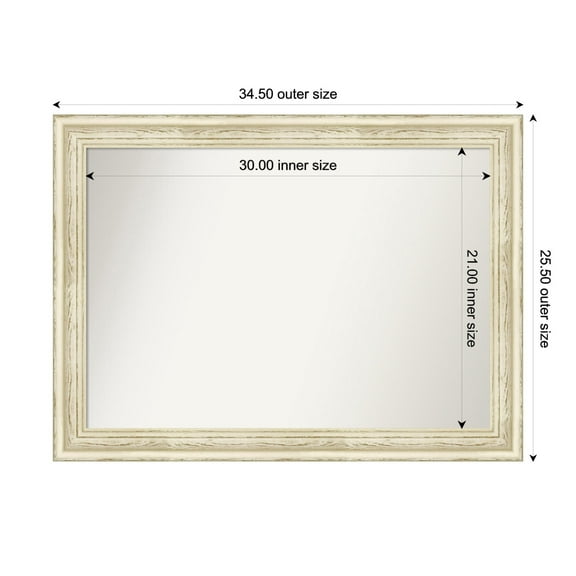 Amanti Art Custom Wall and Bathroom Mirror (25.5 x 34.5 in.), Country White Wash Frame