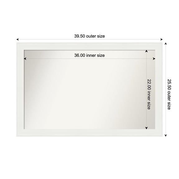 Amanti Art Custom Wall and Bathroom Mirror (25.5 x 39.5 in.), Vanity White Narrow Frame