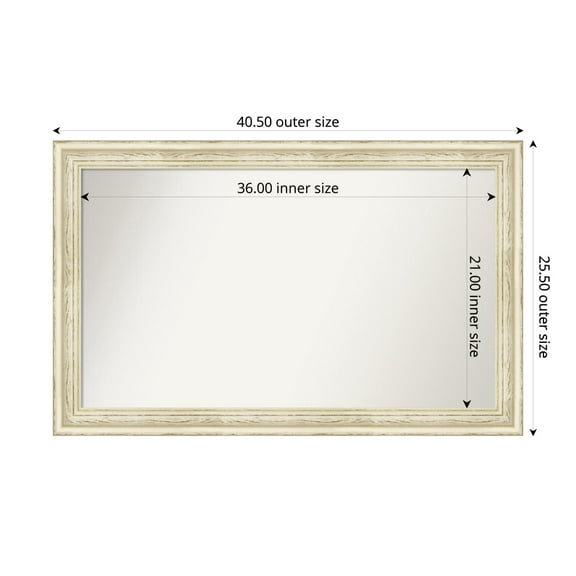 Amanti Art Custom Wall and Bathroom Mirror (25.5 x 40.5 in.), Country White Wash Frame
