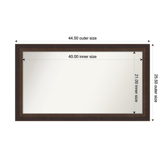 Amanti Art Custom Wall and Bathroom Mirror (25.5 x 44.5 in.), Lara Bronze Frame